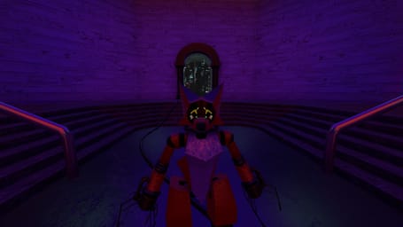 View of the entrance to Neon Hall, showing my OC Kyuubit